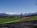 Great view from Kirchdorf: Alps of the Bernese Oberland.