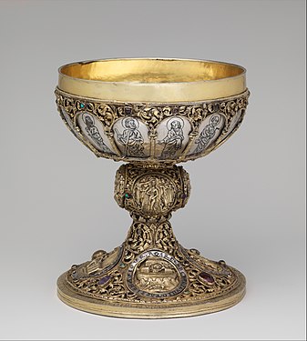 The chalice, made from gilded silver studded with jewels.