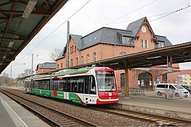 A Vossloh Citylink unit at Mittweida station along Riesa–Chemnitz railway line. (April 2016)