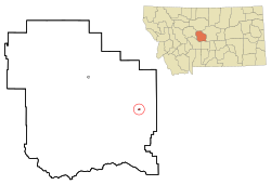 Location of Hobson, Montana
