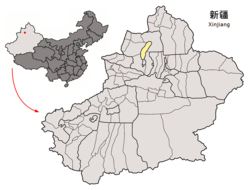 Location of Karamay City jurisdiction in Xinjiang