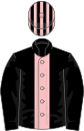 Black, pink stripe, striped cap