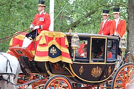 Coachman and footmen in semi-state livery for the Queen's Birthday Parade