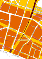 Superposition of the current road network on the neighboring road network at the end of the 18th century.