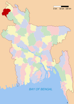 塔古尔冈县于孟加拉位置图