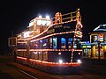 Illuminated tram in Blackpool