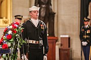 A sailor of the U.S. Navy Ceremonial Honor Guard is pictured during the lying in state on December 3, 2018