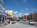 Hamilton's Front Street from street level shows many of the architectural features mentioned in the article.