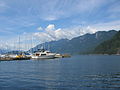 Boats at Horseshoe Bay, with Howe Sound in the background.
