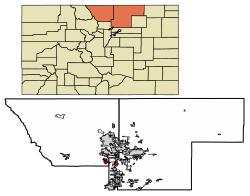 Location within Larimer and Weld counties of Colorado.