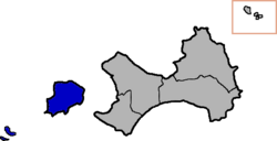 Lieyu Township (blue) in Kinmen County (grey)