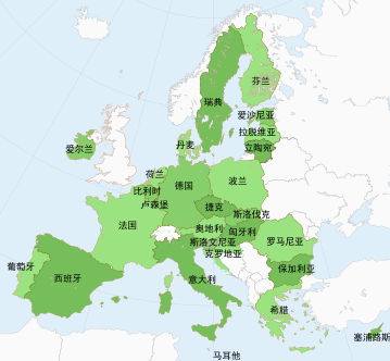 欧洲联盟成员国一览图