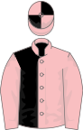 PINK and BLACK HALVED, pink sleeves, quartered cap