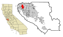 山景城在加州和圣克拉拉县内位置