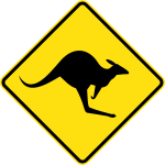 Logo used for the Australia Roads project, a kangaroo crossing sign