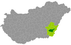 Békéscsaba District within Hungary and Békés County.