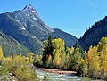 Garfield seen with Animas River from train