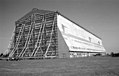 One of the two Cardington sheds with people in the foreground for scale.