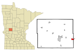 奥塞基斯在道格拉斯县及明尼苏达州的位置（以红色标示）