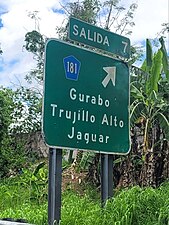 PR-30 east at exit 7 to PR-181 in Gurabo
