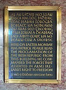 A plaque commemorating the Easter Rising at the GPO
