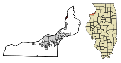 Location of Cordova in Rock Island County, Illinois.