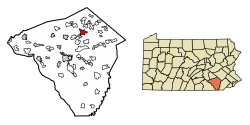 Location of Ephrata in Lancaster County, Pennsylvania