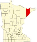 莱克县在明尼苏达州的位置