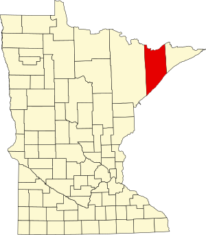 Map of Minnesota highlighting Lake County