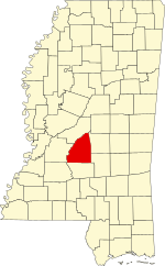 Map of Mississippi highlighting Rankin County