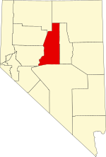 Map of Nevada highlighting Lander County