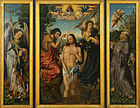 Master of Frankfurt, Triptych of the Baptism of Christ, Oil and gold leaf on wood, 169.2 x 213.5 x 5.5 cm, Museu Nacional d'Art de Catalunya, MNAC.