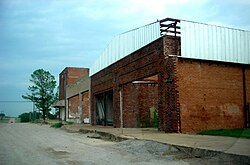 A row of abandoned shops in Megargel