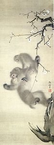 Monkeys in a plum tree