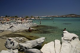 A view towards Naousa from Kolympithres beach