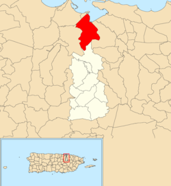 Location of Pueblo Viejo within the municipality of Guaynabo shown in red