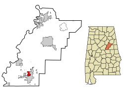 Location in Talladega County and the state of Alabama