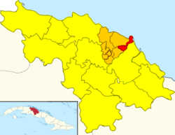 El Santo (red) in Encrucijada (orange) in Villa Clara (yellow)
