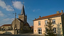 The church and town hall in Blumeray
