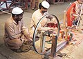 Correctional Activities in Central Jail Faisalabad, Pakistan in 2010 – Convicted prisoners working on a traditional manual Charkha