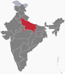 showing Uttar pradesh in India