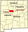 标示出伯纳利欧县位置的地图