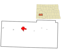 迪金森位於北達科他州的位置