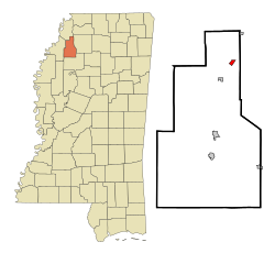 斯莱奇在奎特曼县及密西西比州的位置（以红色标示）