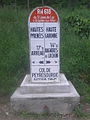 Sign at the summit showing that the pass is on the border of the department of Haute-Garonne and Hautes-Pyrénées