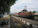 Skoda built single cabbed loco in foreground, the 61004 is seen at the station, 21 April 2010.