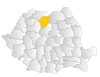 Map of Romania highlighting Bistrița-Năsăud County