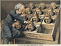 Image 15"The Great Presidential Puzzle": This chromolithograph cartoon about the 1880 Republican National Convention in Chicago shows Roscoe Conkling, leader of the Stalwarts of the Republican Party, playing a puzzle game. All blocks in the puzzle are the heads of the potential Republican presidential candidates. The cartoon parodies the famous 15 puzzle. Image credit: Mayer, Merkel, & Ottmann (lithographers); James Albert Wales (artist); Jujutacular (digital retouching) (from Portal:Illinois/Selected picture)