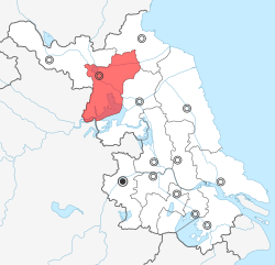 Location of Suqian City (red) in Jiangsu