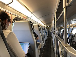 Single seats on upper deck of a gallery car